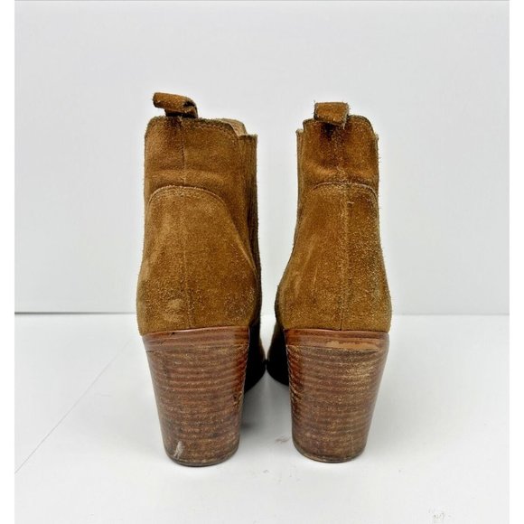 Marc Fisher LTD Alva Brown Ankle Boots Womens Size 9.5 Suede Leather Camel Color - Picture 3 of 6